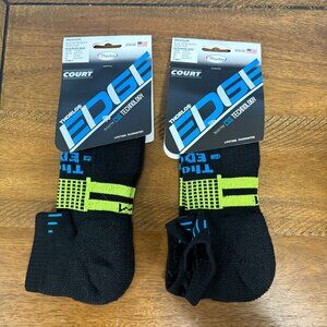 THORLOS EDGE COURT LOT OF 2 MICRO MINI UNISEX SOCKS MEDIUM ATHLETIC BLACK NEW